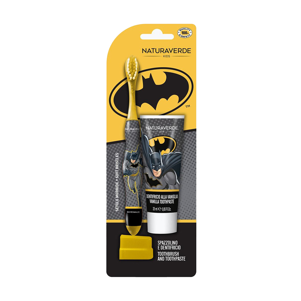Набір для догляду за порожниною рота Naturaverde Kids Batman Oral Care Set (зубна паста, 25 мл + зубна щітка, 1 шт)
